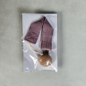 Purple Fabric Pacifier Clip with Wooden Clip